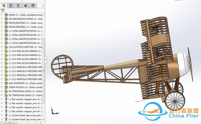 福克三翼机比例遥控航模飞机结构3D建模 Solidworks设计-5.jpg