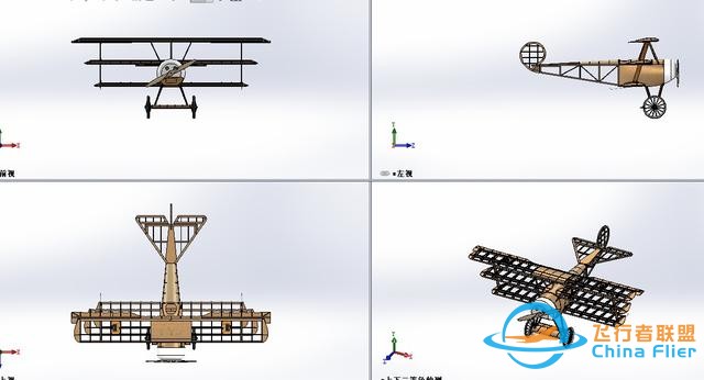 福克三翼机比例遥控航模飞机结构3D建模 Solidworks设计-3.jpg