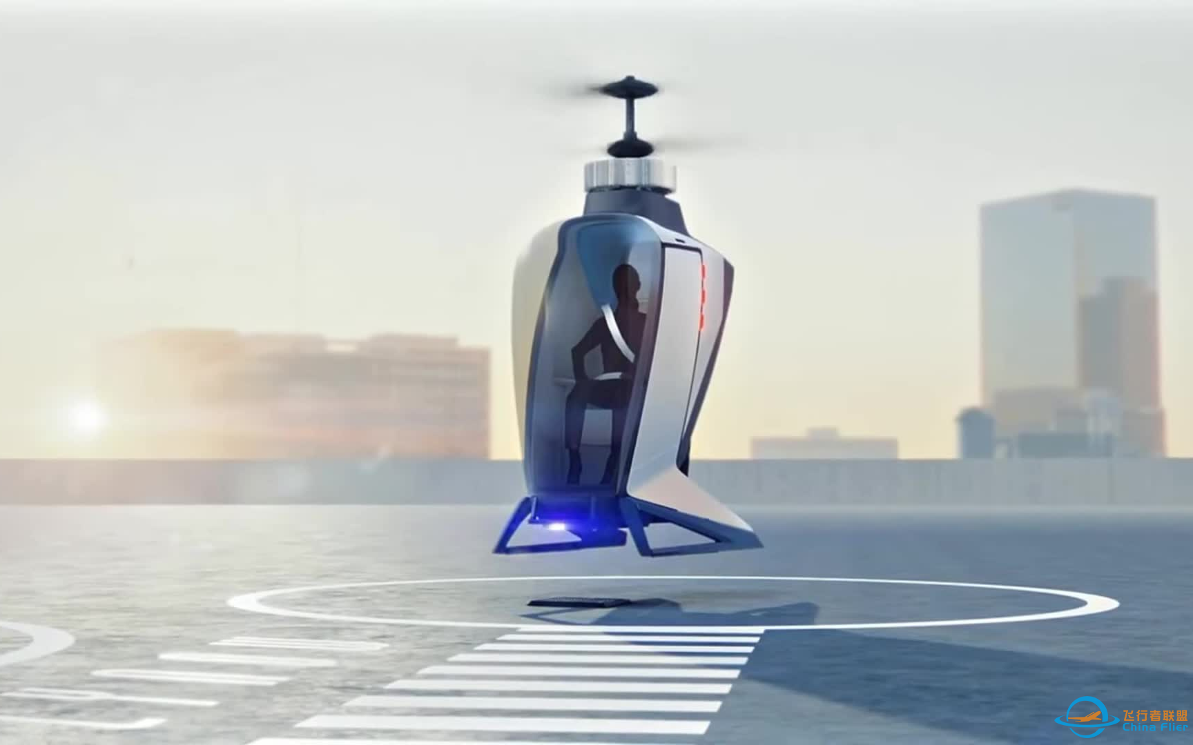 FlyNow eVTOL 个人飞行器，共轴双旋翼电动直升机，最大起飞重量360公斤，1座，航程50公里，最高时速130公里，150米飞行高度下噪音低于55分贝-1.png