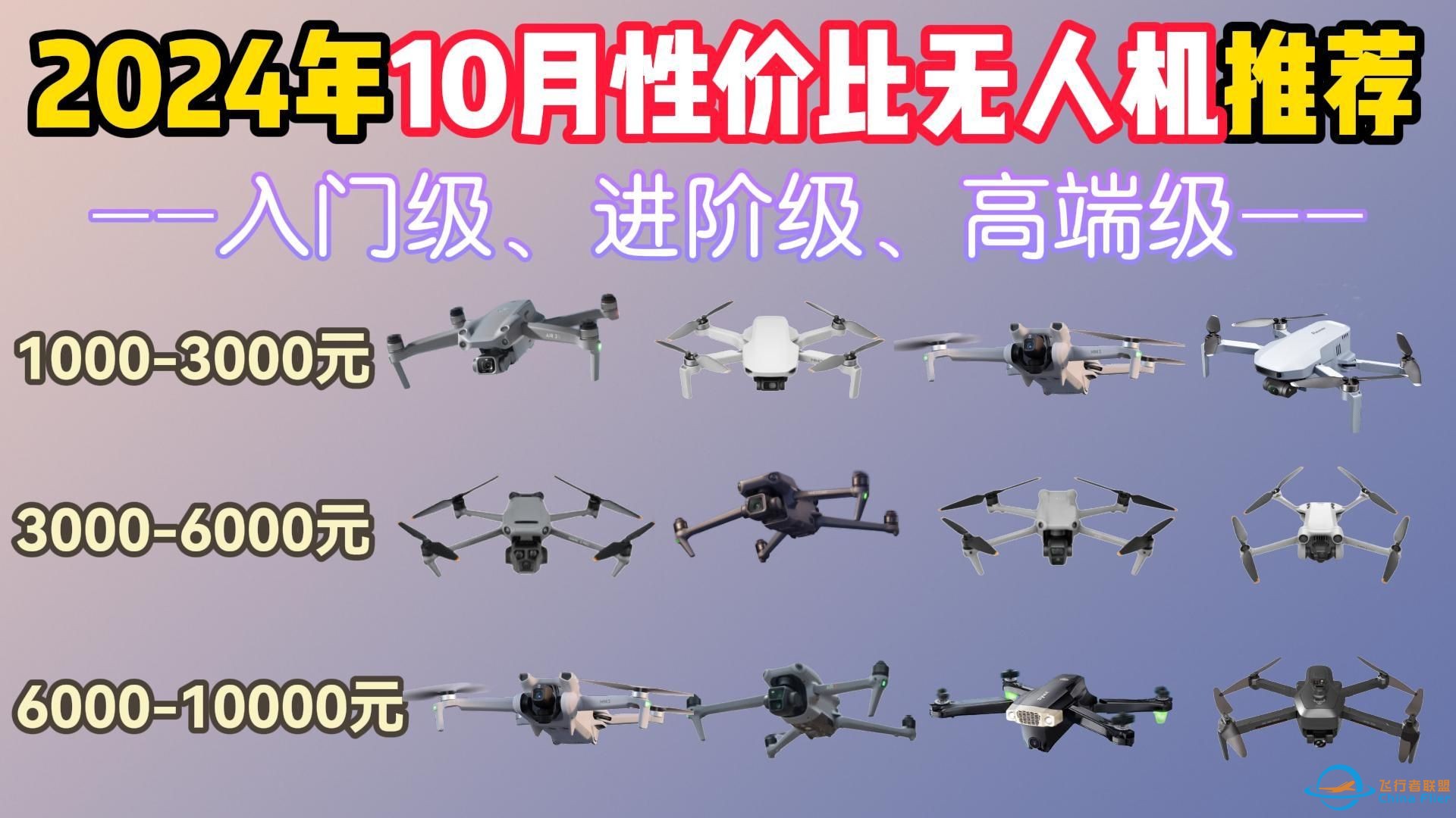 2024年10月大疆无人机推荐！1000-10000元价位覆盖！入门、进阶、高端无人机大选购！高性价比！无人机怎么选？-1.jpg